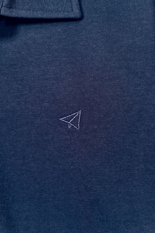 OOTO Polo lavada com bordado de avi&atilde;o Azul