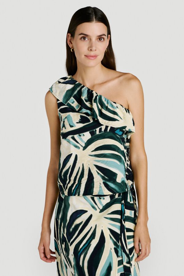 Vila Top com folho estampado em viscose Verde
