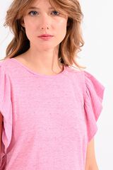 Molly Bracken T-shirt de mulher de manga curta com folhos Subiu