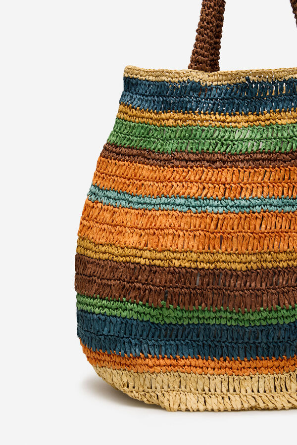 Cortefiel Bolsa tran&ccedil;ada de r&aacute;fia riscas Multicolorido