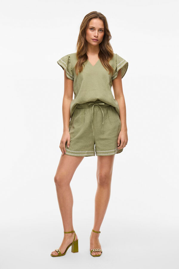 Vila Blusa com bordado étnico Verde