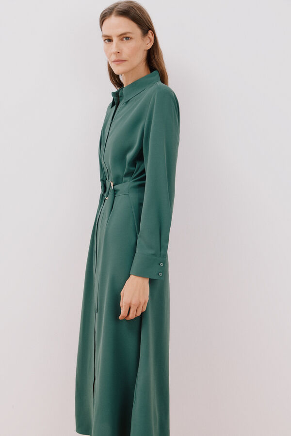 Cortefiel Vestido camisero fluido Verde