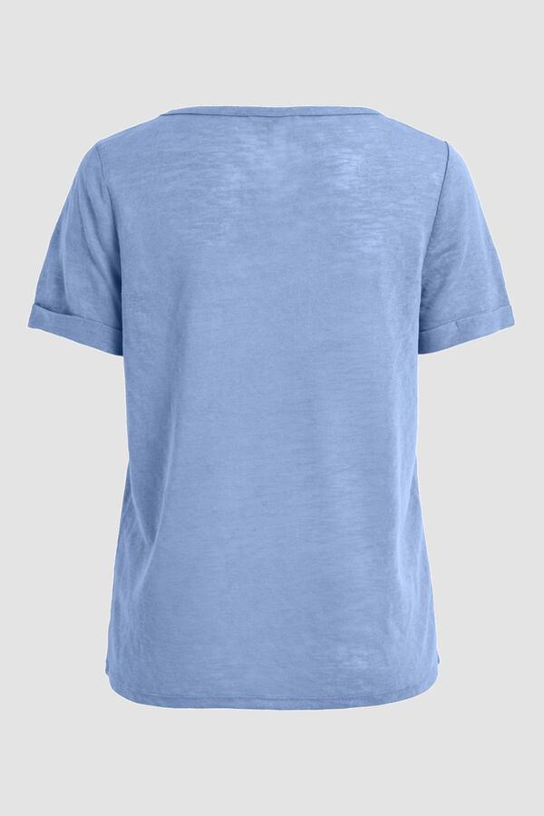 Cortefiel Camiseta con cuello en pico Azul
