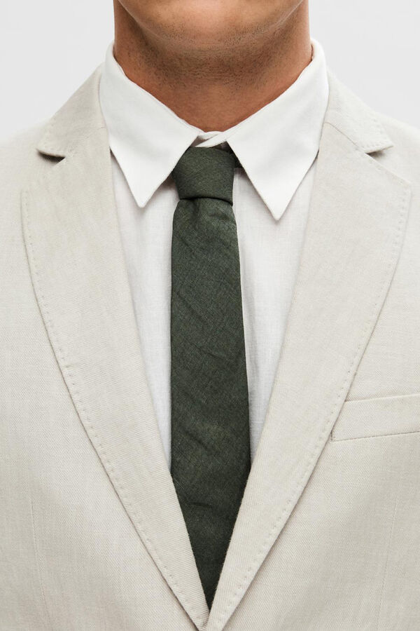 Selected Gravata 100% linho Verde