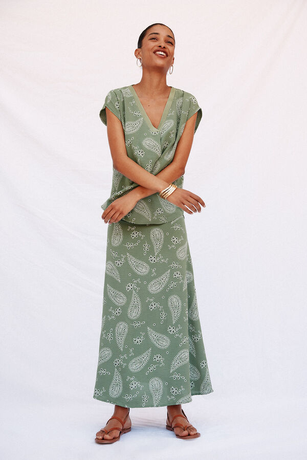 Cortefiel Blusa com detalhe canelado Verde