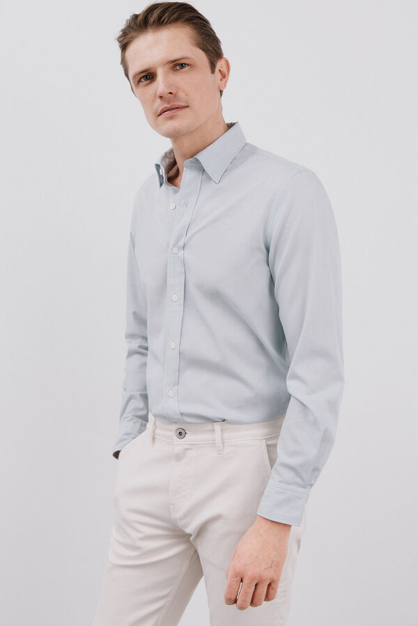 Cortefiel Camisa de algodão Tencel Azul