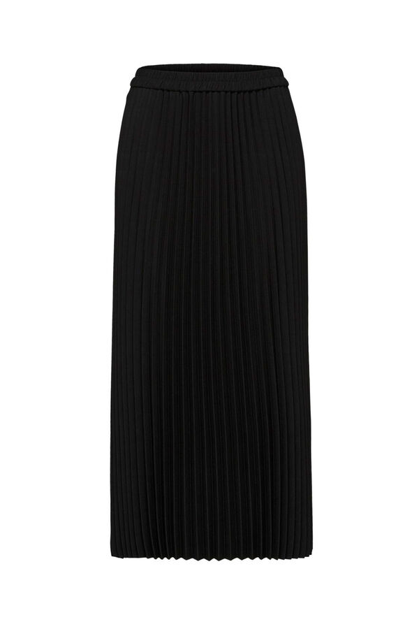 Selected Falda midi plisada con cintura el&aacute;stica Negro