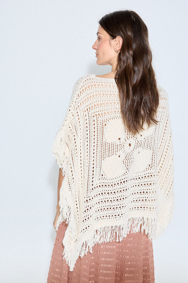 Slowlove Poncho de malha Ecru
