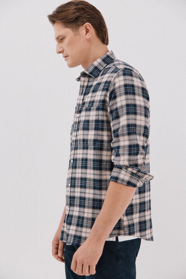 Cortefiel Camisa flanela xadrez Azul