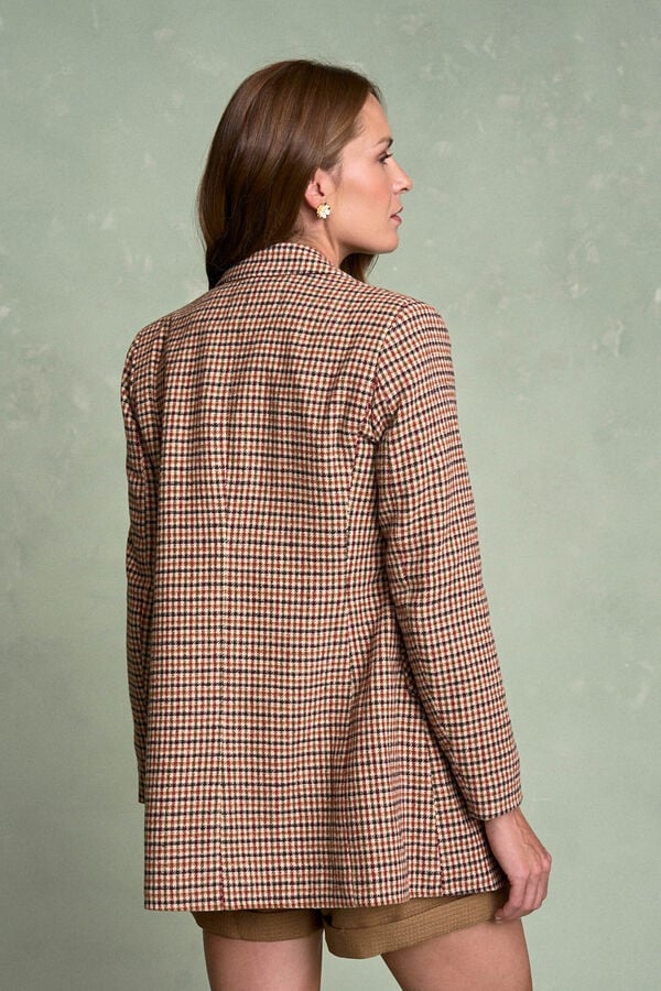 Pol&iacute;n Et Moi Blazer xadrez Hatty Castanho