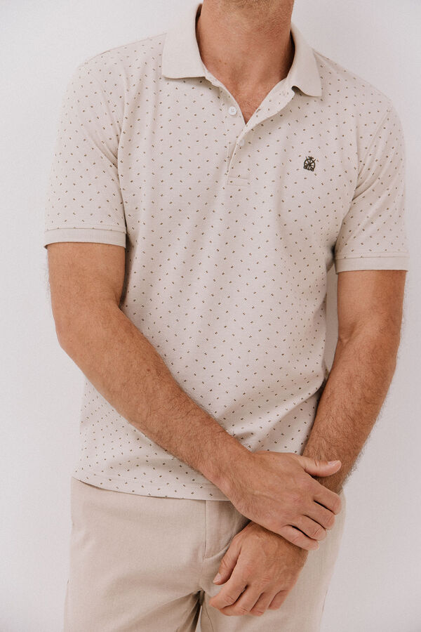 Cortefiel Polo piqu&eacute; estampado Beige