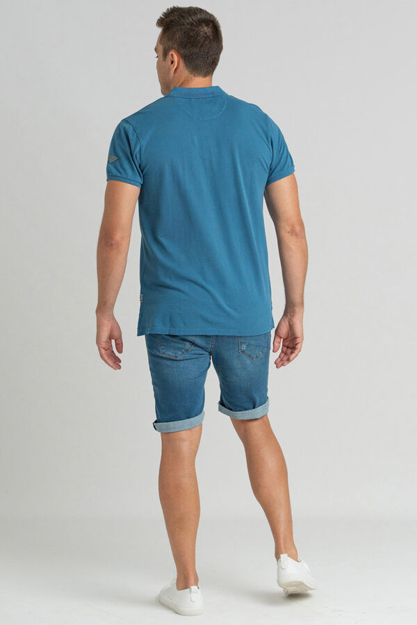 Privata Camisa polo piqu&eacute; 100% algod&atilde;o lavado Azul