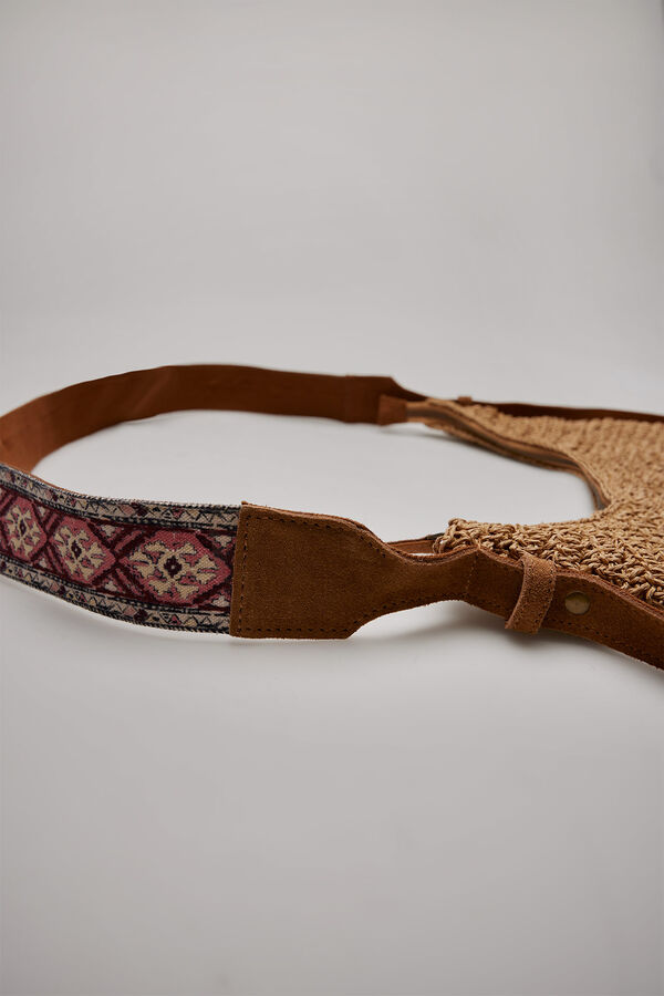 Slowlove Bolso bandolera de rafia Arena