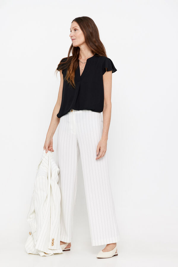 Cortefiel Blusa manga folhos Preto