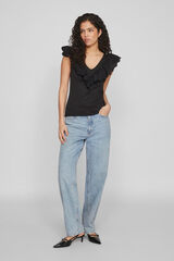 Vila Top justo com folho Preto