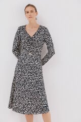 Cortefiel Vestido cinto Impress&atilde;o