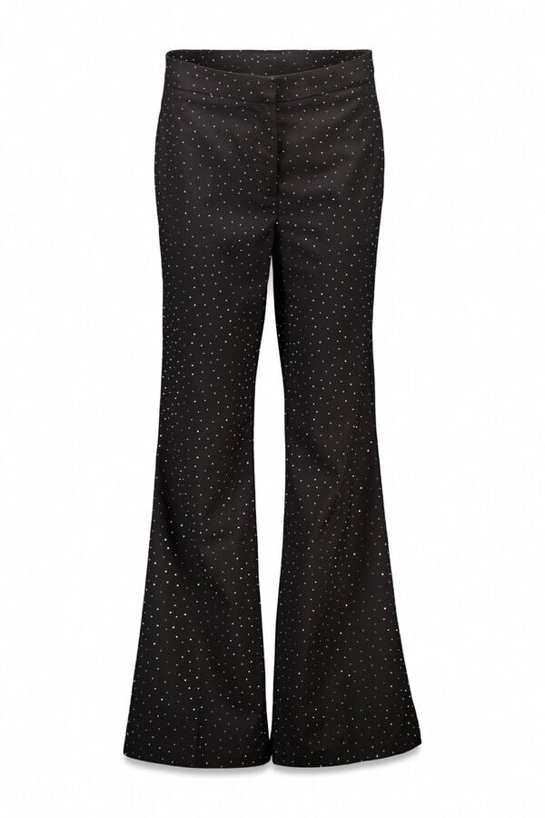 Slowlove Pantalón campana de strass Negro