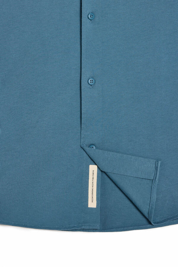 OOTO Camisa lisa de manga comprida Azul