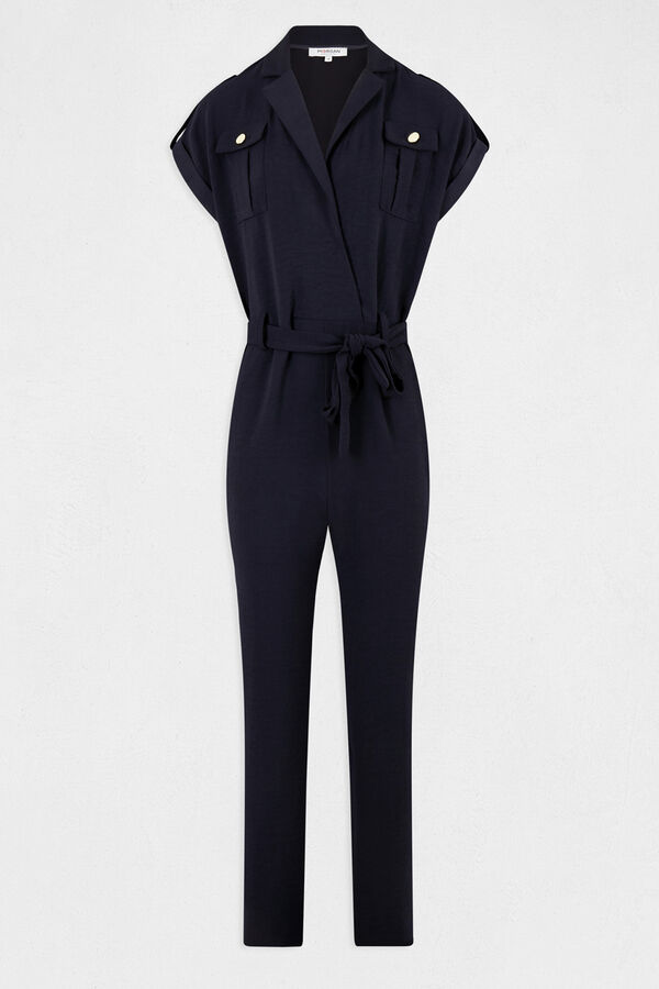 Morgan Mono largo recto con cintur&oacute;n Azul marino