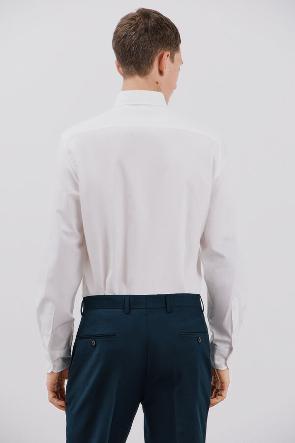 Cortefiel Camisa blanca algod&oacute;n tencel Blanco