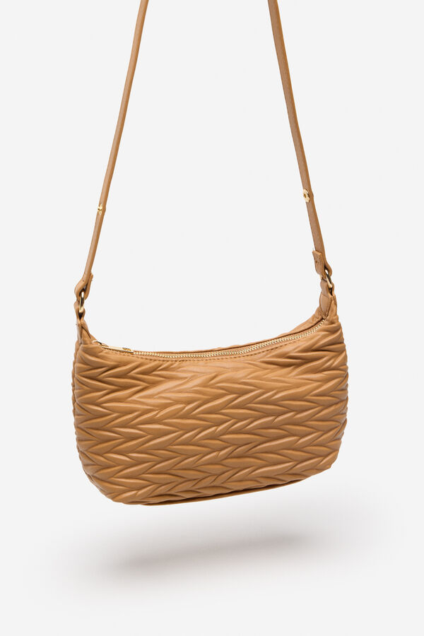 Cortefiel Bandolera gofrada espiga Beige