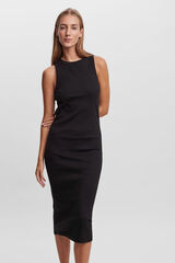 Cortefiel Vestido midi canelado  Preto