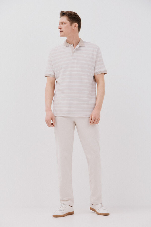 Cortefiel Polo oxford de rayas Beige