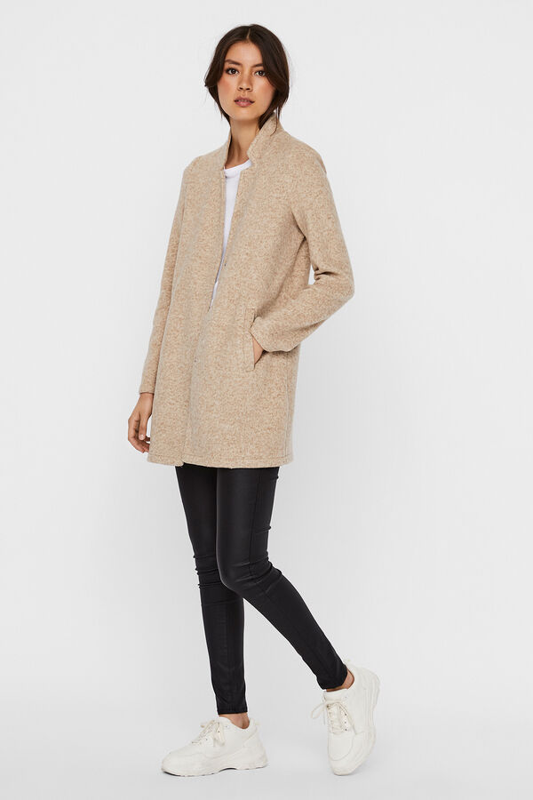 Vero Moda Abrigo fino piel de durazno Marr&oacute;n