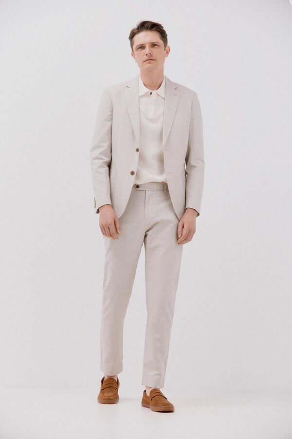 Cortefiel Blazer de algod&atilde;o e linho Tostado