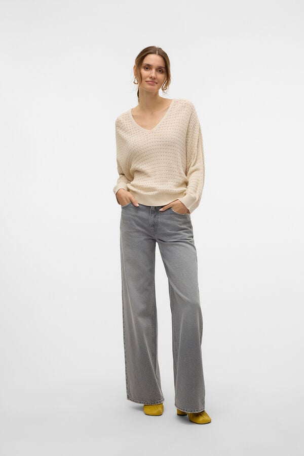 Vero Moda Su&eacute;ter de malha fina estruturada Cinzento