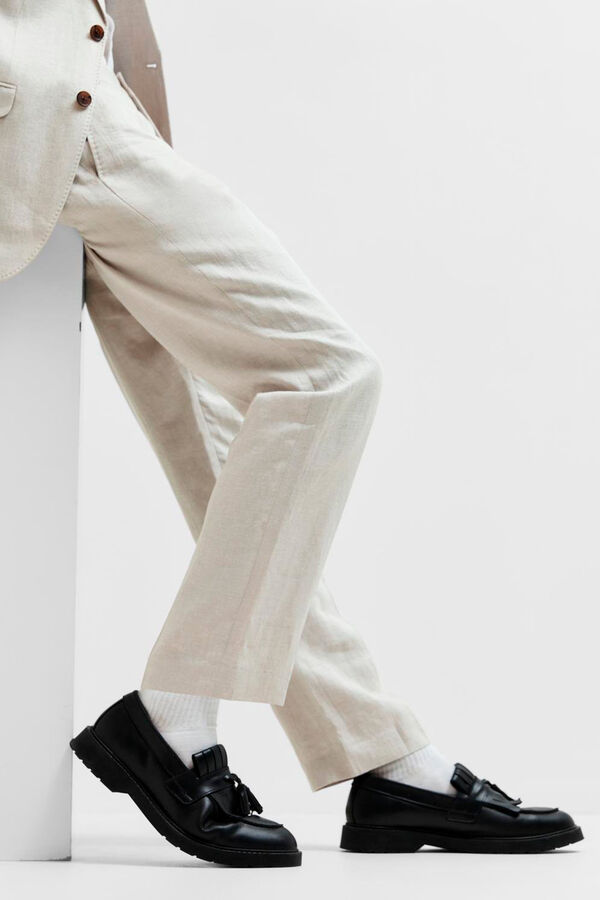 Selected Pantal&oacute;n de traje 100% lino. Beige