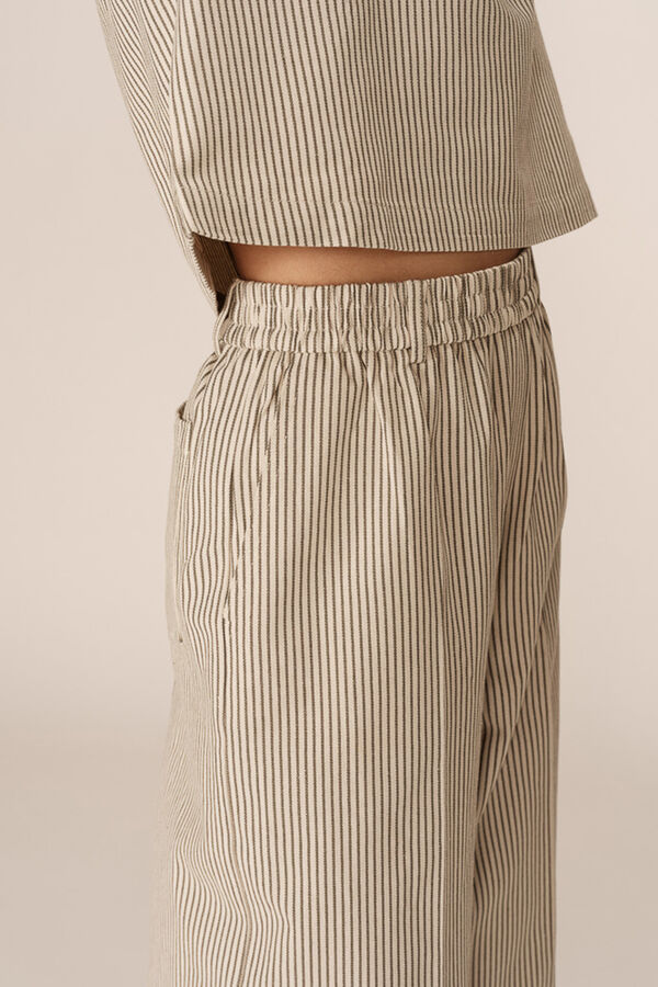 Grace & Mila Pantalon ancho a rayas Blanco