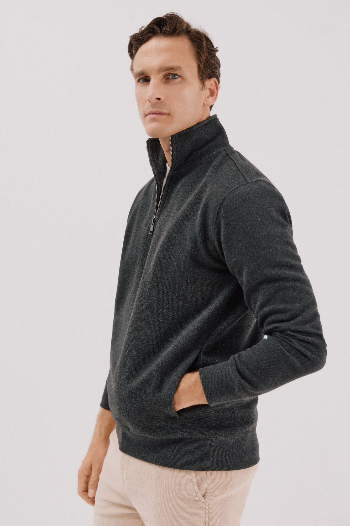 Cortefiel Sudadera cuello cremallera