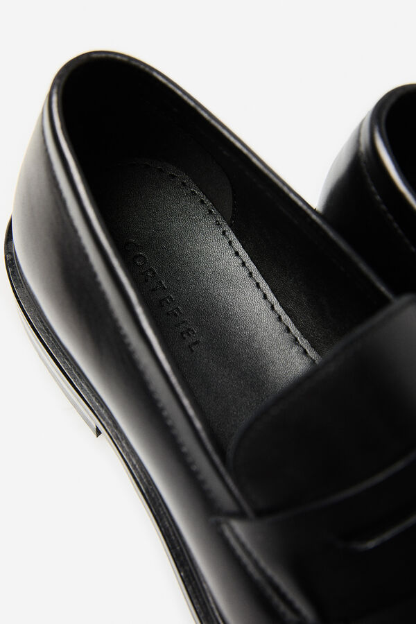 Cortefiel Mocasin vestir piel Negro