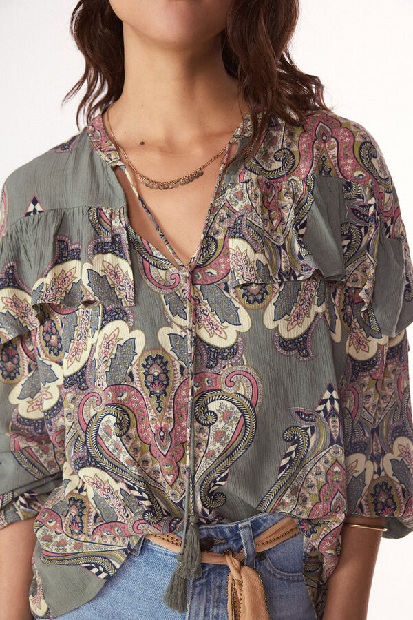 Slowlove Blusa estampada com folho Azul