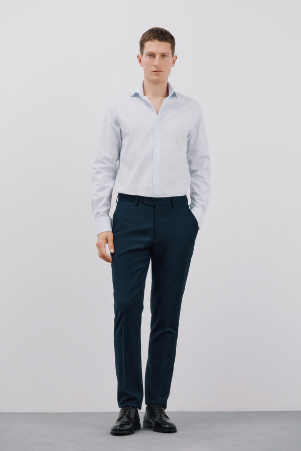 Cortefiel Camisa vestir cuadros f&aacute;cil plancha Azul