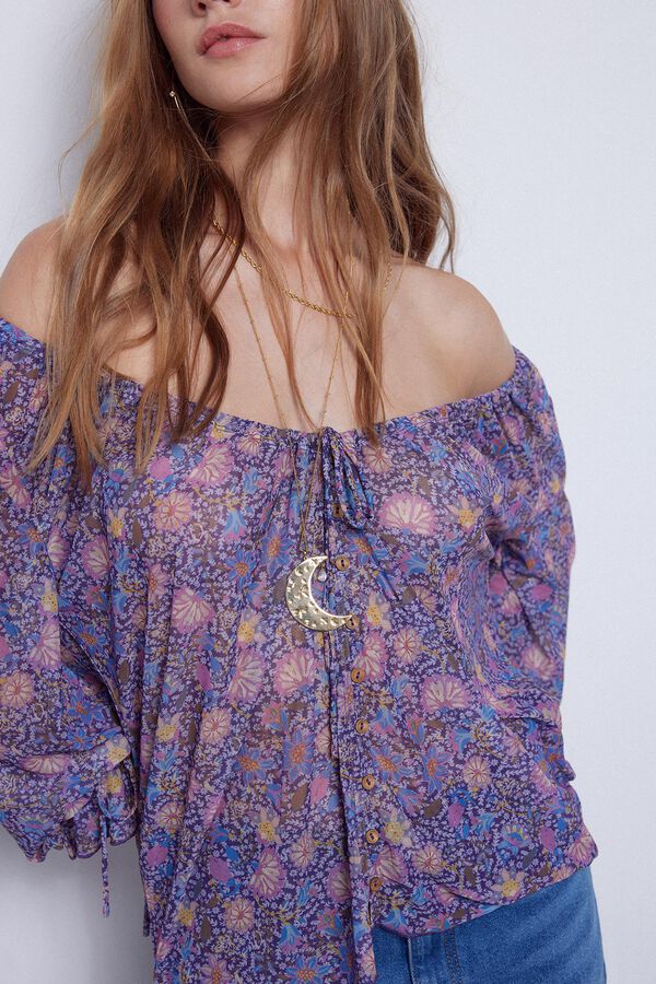 Slowlove Top de tule estampado Multicolorido