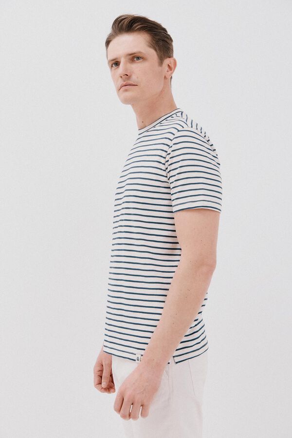 Cortefiel Camiseta rayas slub Marfil