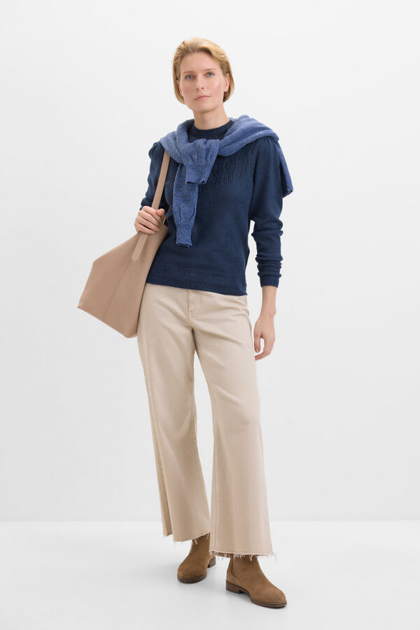 Cortefiel Jersey canes&uacute; calados Azul marino