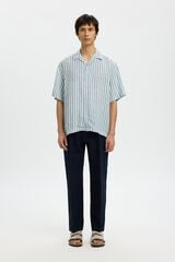Selected Camisa de manga curta em linho Azul