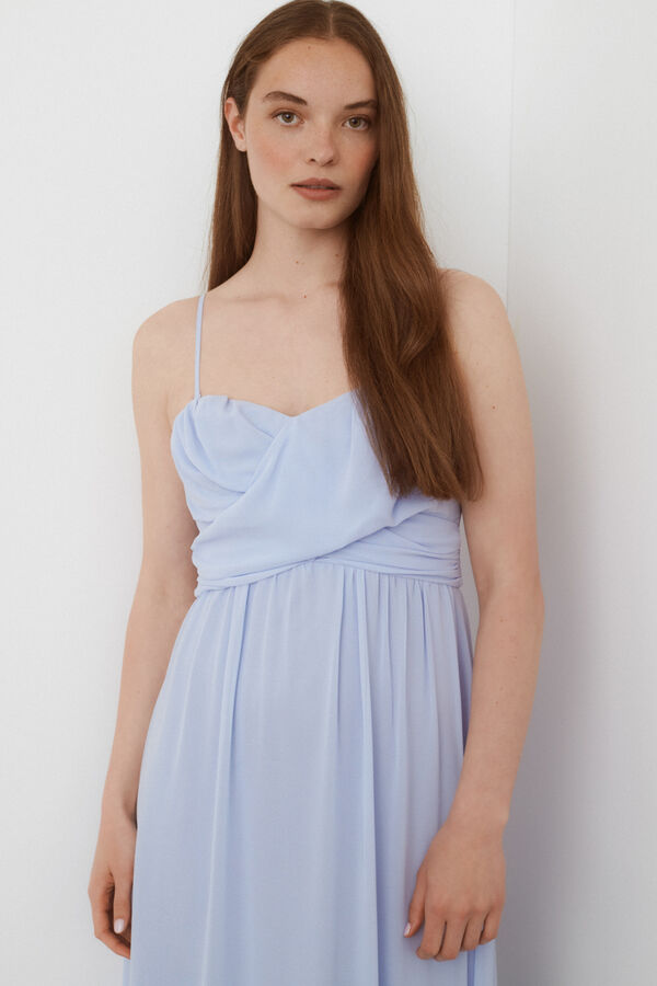 Vila Vestido comprido de festa com alças Azul