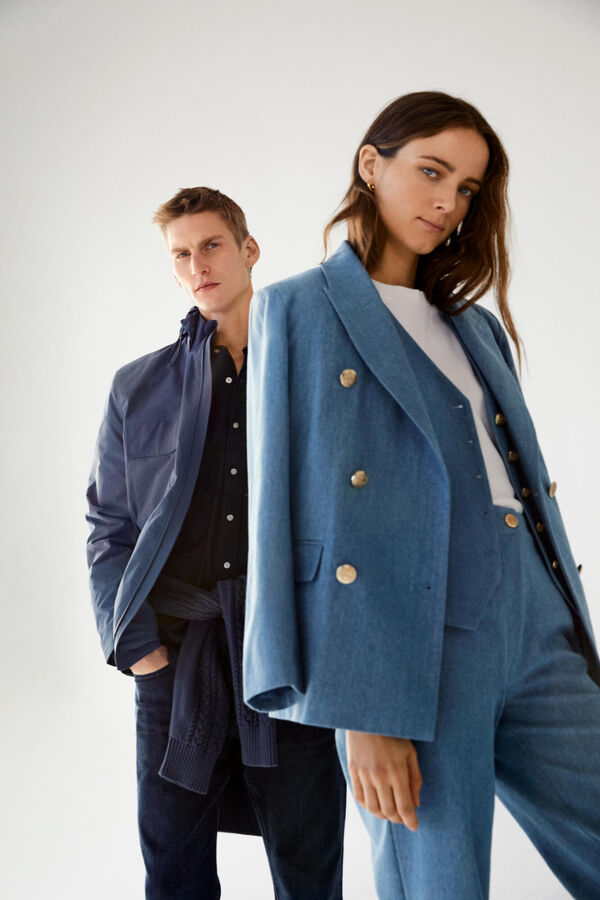 Cortefiel Blazer tejido vaquero Azul