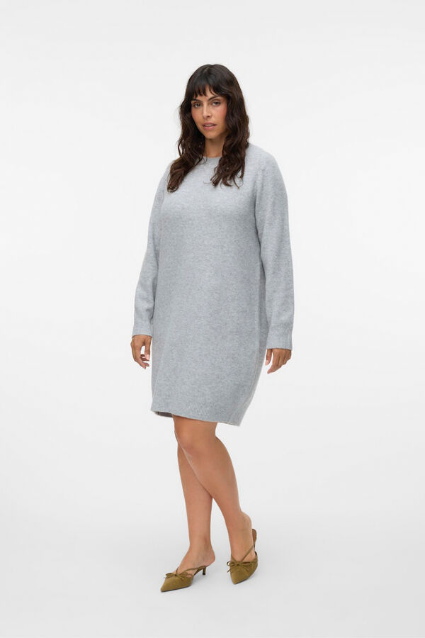 Vero Moda Curve Vestido de punto manga larga talla grande Gris