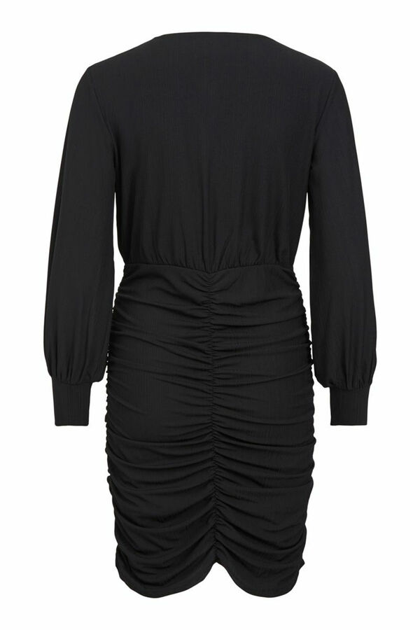 Vila Vestido curto entalhado franzido Preto