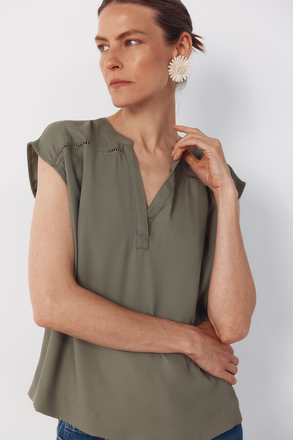 Cortefiel Blusa Entredos Verde