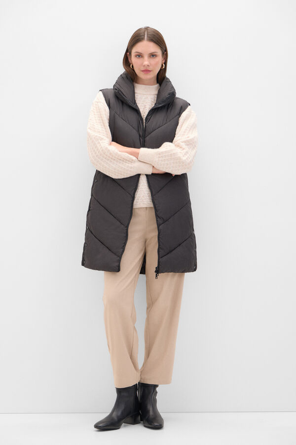 Cortefiel Colete comprido pesco&ccedil;o chamin&eacute; Preto