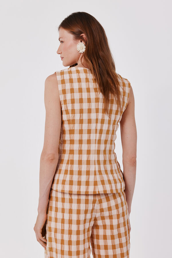 Cortefiel Camisa xadrez Vichy Amarelo