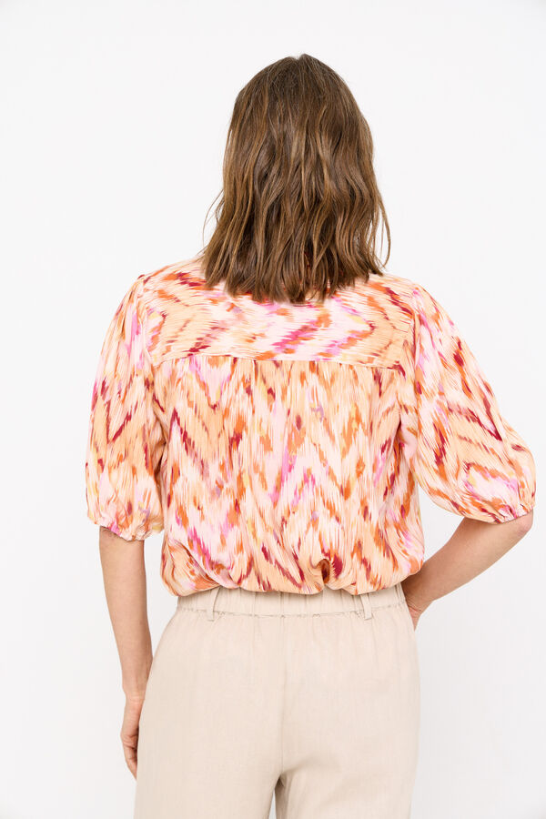 Cortefiel Blusa estampada de manga curta Laranja