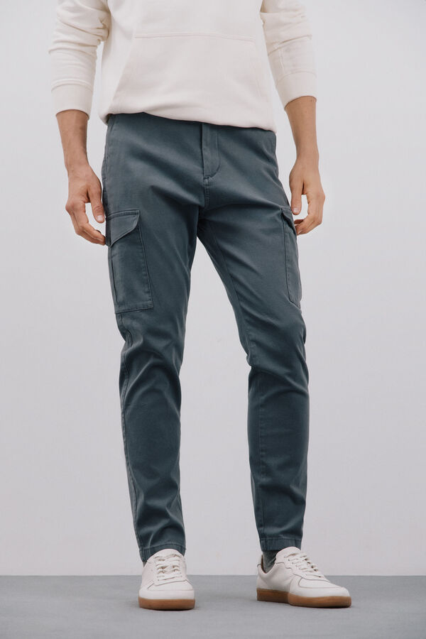 Cortefiel Pantal&oacute;n cargo tapered fit Gris
