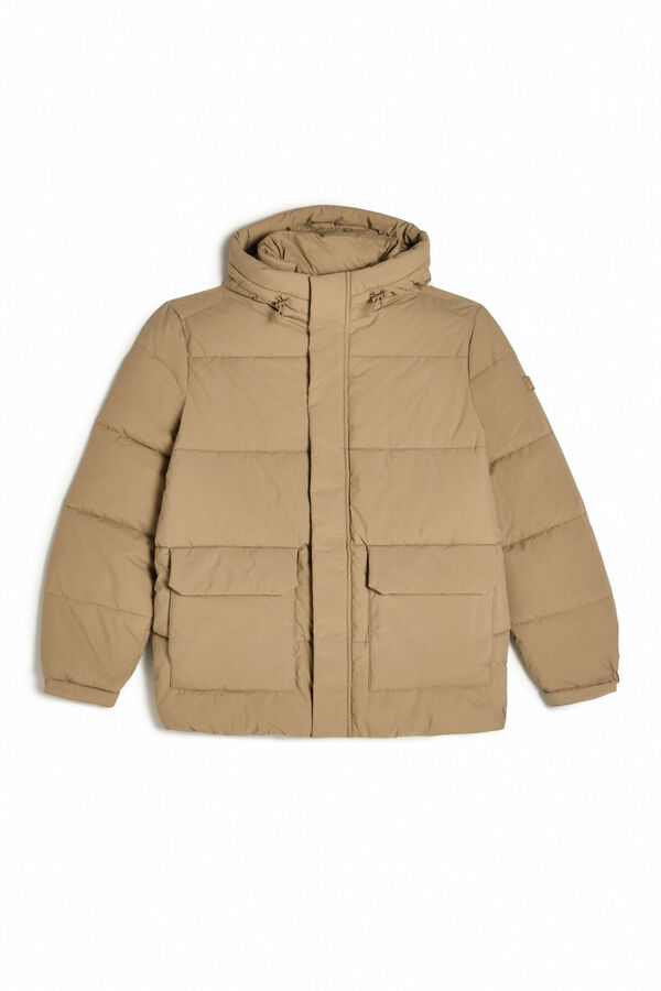 OOTO Casaco comprido acolchoado fecho-éclair Tostado